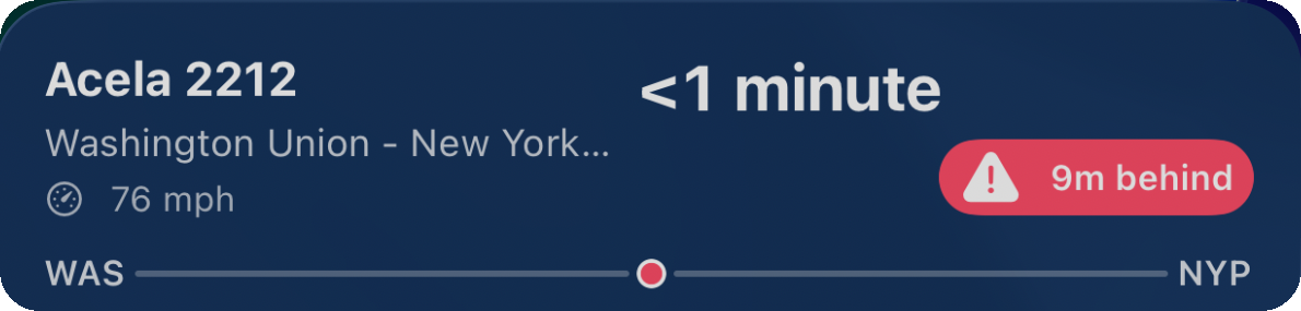 Close-up of a TrackWatch Lock Screen Live Activity card